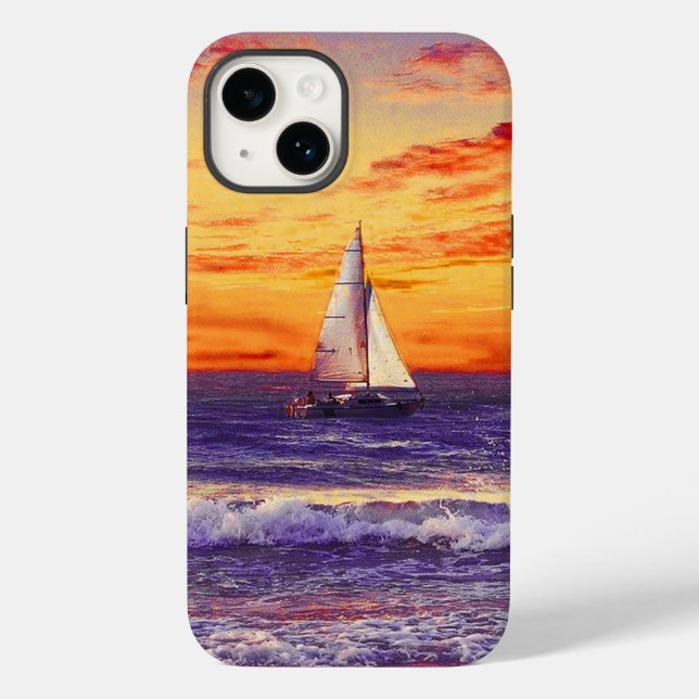 sailing boat sails in a calm to great sunset Case-Mate iPhone case (Back)