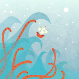 Sailing Boat Sea Monster