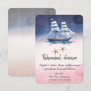 Sailing Boat Sea stars Rehearsal Dinner   Invitation