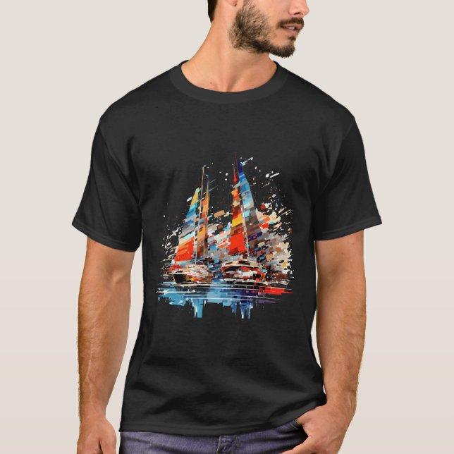 Sailing Boat Sea World Ocean Beauty Discovery Art T-Shirt (Front)