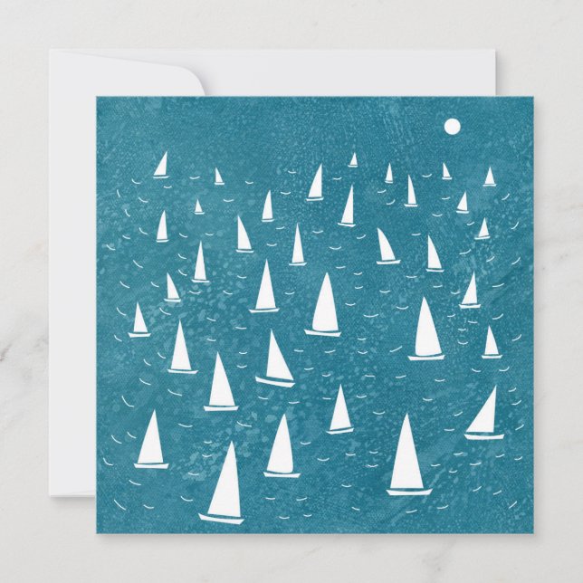 Sailing Boat Seascape Flat Greetings Card (Front)