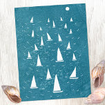 Sailing Boat Seascape Postcard<br><div class="desc">A sailing boat race on a teal green ocean.  Perfect for your favourite sailor,  yacht racer,  and regatta fan.  Original nautical art by Nic Squirrell.</div>