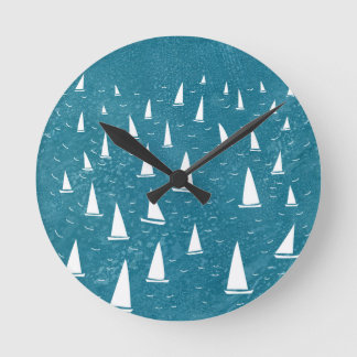 Sailing Boat Seascape Round Clock