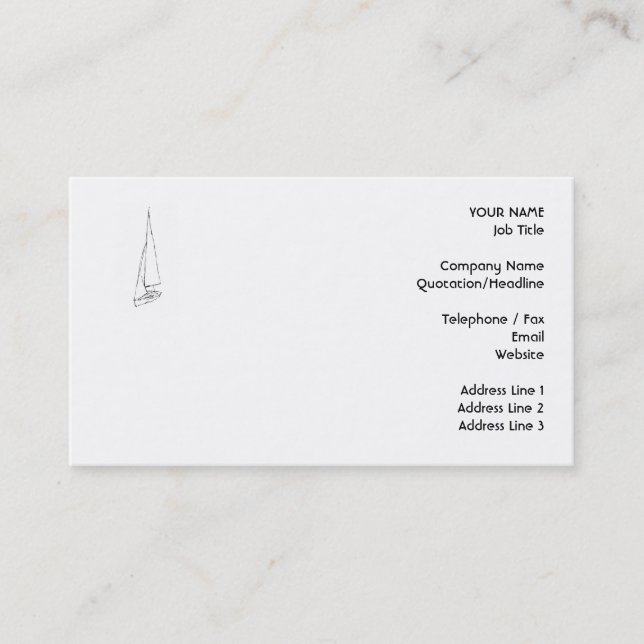 Sailing boat. Sketch in Black and White. Business Card (Front)