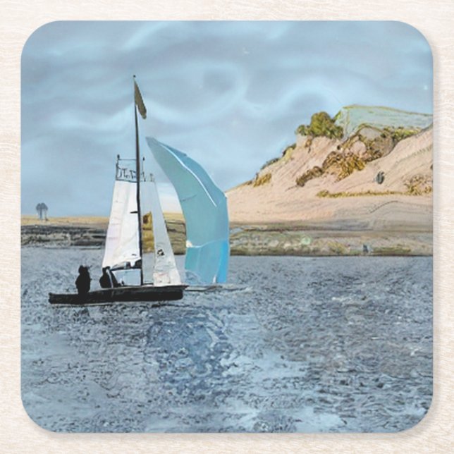 SAILING BOAT SQUARE PAPER COASTER (Front)