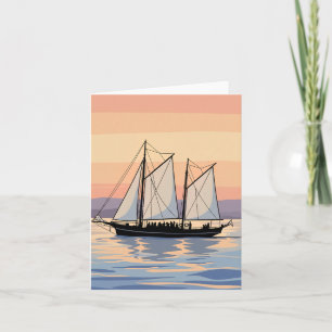 Sailing boat view greeting card