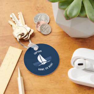 Sailing Boat with customizable Text Key Ring