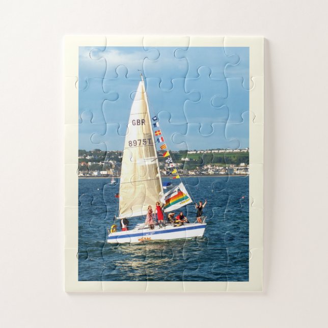 Sailing boat with flags jigsaw puzzle (Vertical)