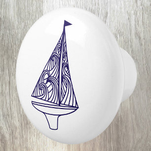 Sailing Boat Yacht Nautical Ceramic Knob