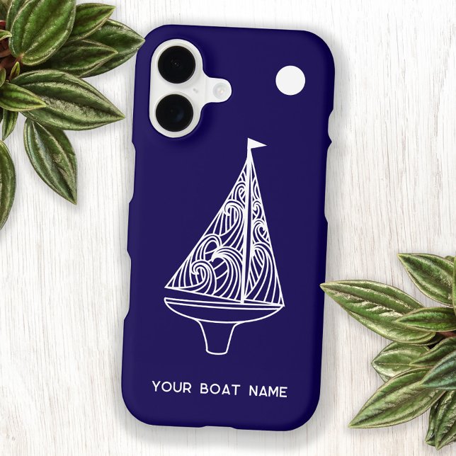 Sailing Boat Yacht Personalized Boat Name (Personalized boat name sailing yacht or sailboat art custom phone case)