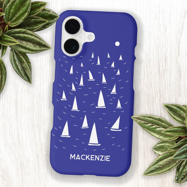 Sailing Boat Yacht Personalized Custom Name (Sailing Boat yacht nautical coastal or lake personalized custom name sailboat phone case for sailors)