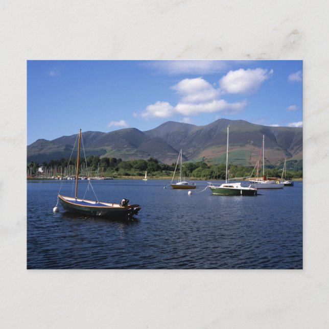 Sailing boats and Skiddaw Cumbria England Postcard (Front)