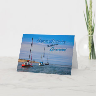Sailing boats at anchor birthday card for Grandad