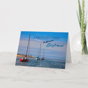 Sailing boats at anchor birthday for Boyfriend Card