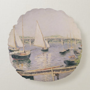 Sailing boats at Argenteuil, c.1888 Round Cushion
