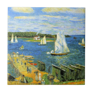 Sailing Boats at Mahone Bay in Canada Tile