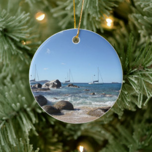 Sailing Boats at the Baths, BVI Ceramic Tree Decoration