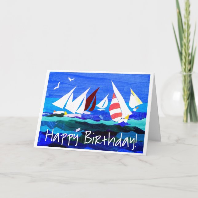 'Sailing Boats' Birthday Card (Front)