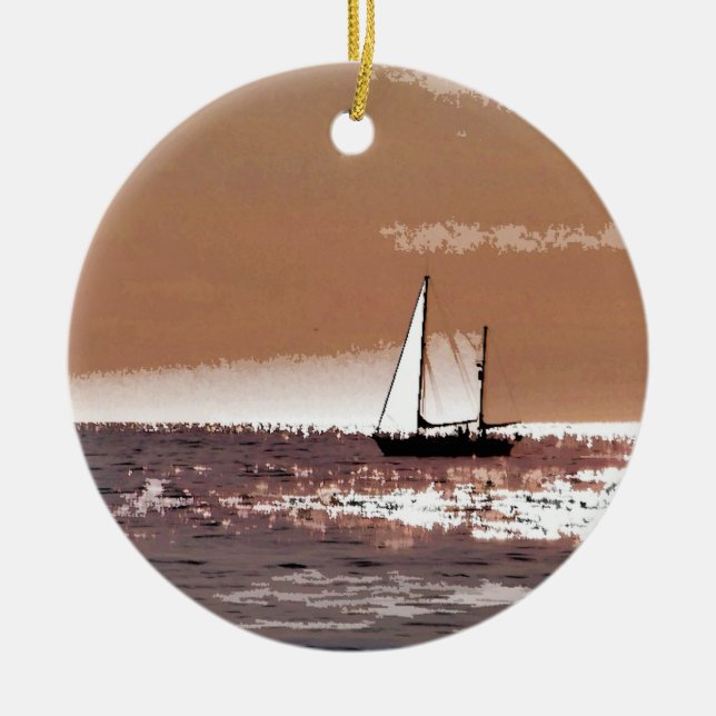 SAILING BOATS CERAMIC TREE DECORATION (Front)