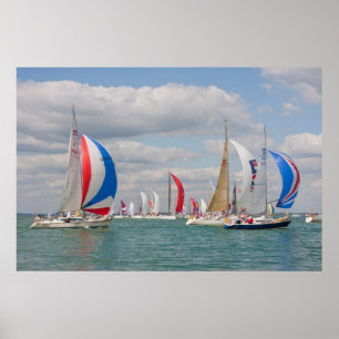 Sailing boats during Cowes Week in England UK Poster