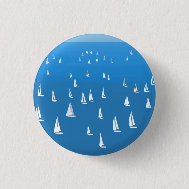 Sailing Boats in deep blue Sea - Regatta Sailboats 3 Cm Round Badge (Front)