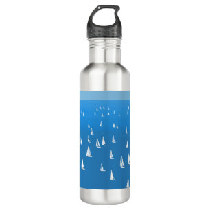 Sailing Boats in deep blue Sea - Regatta Sailboats 710 Ml Water Bottle