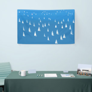 Sailing Boats in deep blue Sea - Regatta Sailboats Banner