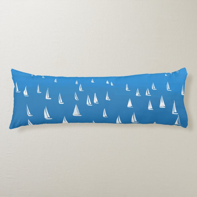 Sailing Boats in deep blue Sea - Regatta Sailboats Body Cushion (Front)