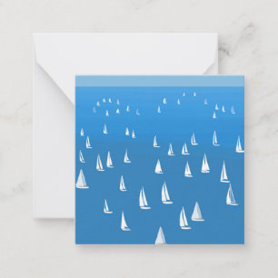 Sailing Boats in deep blue Sea - Regatta Sailboats Card
