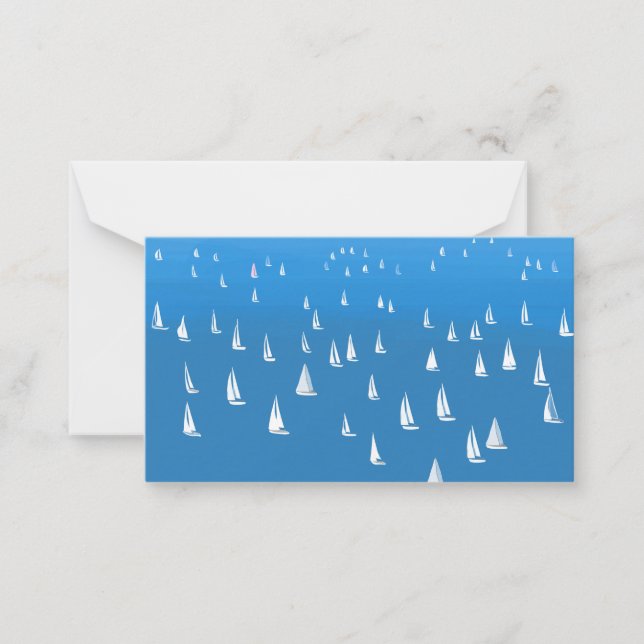 Sailing Boats in deep blue Sea - Regatta Sailboats Card (Front)