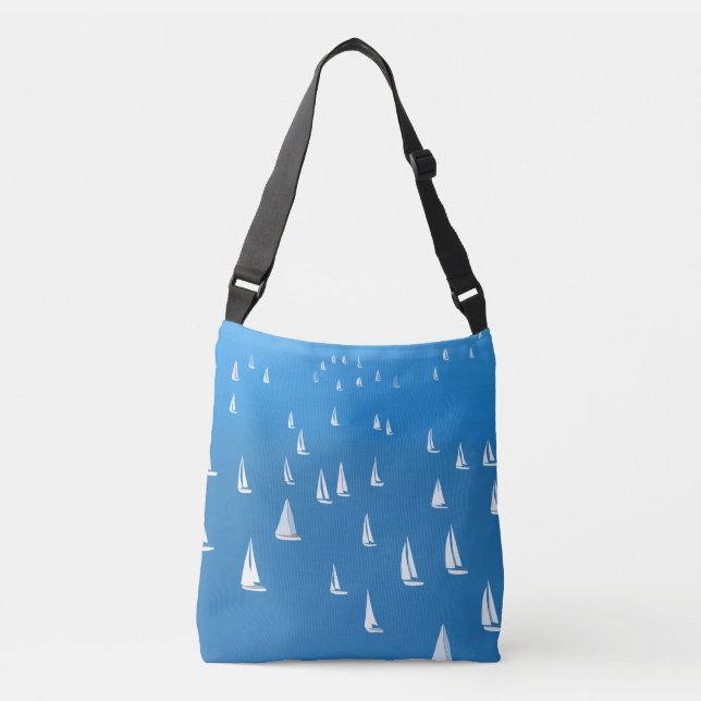 Sailing Boats in deep blue Sea - Regatta Sailboats Crossbody Bag (Front)