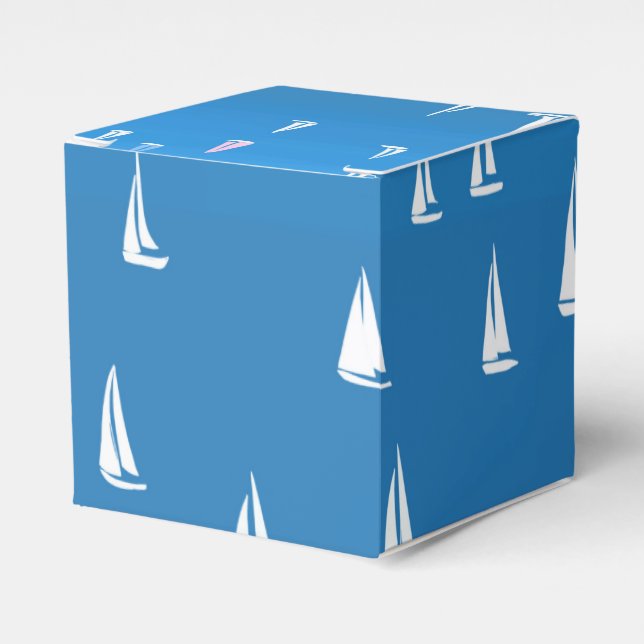 Sailing Boats in deep blue Sea - Regatta Sailboats Favour Box (Front Side)