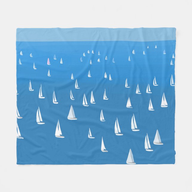 Sailing Boats in deep blue Sea - Regatta Sailboats Fleece Blanket (Front (Horizontal))