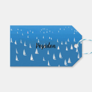 Sailing Boats in deep blue Sea - Regatta Sailboats Gift Tags