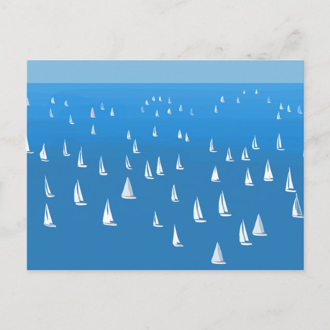 Sailing Boats in deep blue Sea - Regatta Sailboats Holiday Postcard (Front)