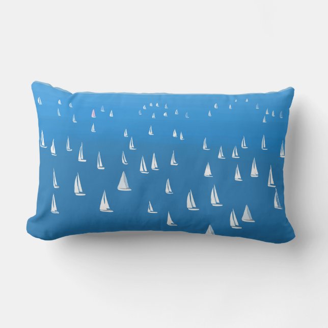 Sailing Boats in deep blue Sea - Regatta Sailboats Lumbar Cushion (Front)