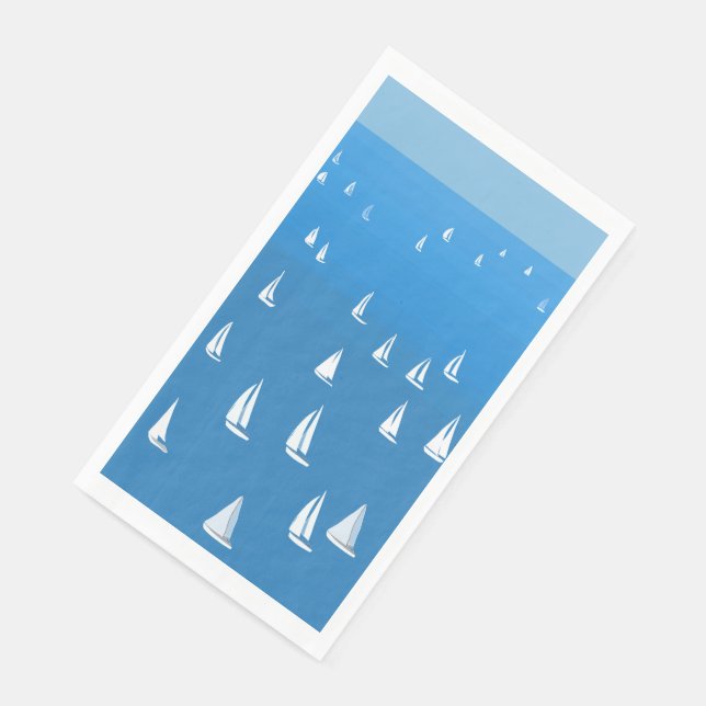 Sailing Boats in deep blue Sea - Regatta Sailboats Napkin (Corner)