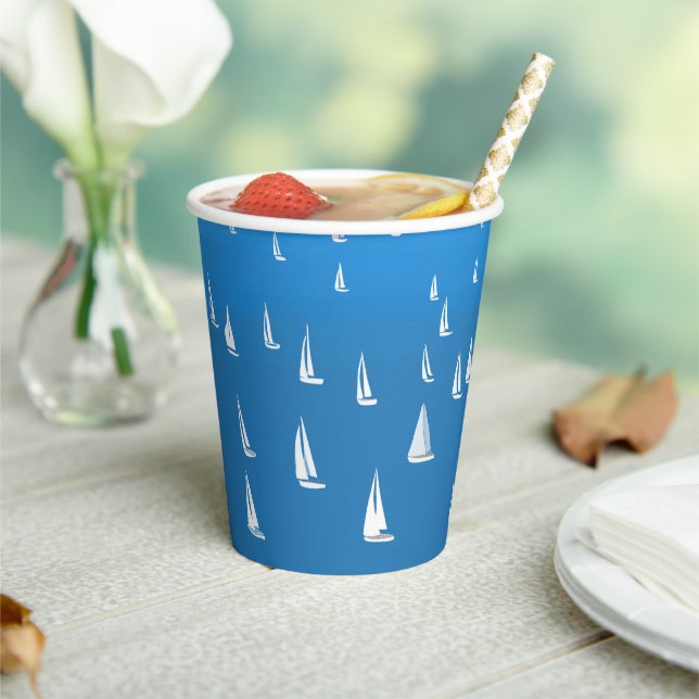 Sailing Boats in deep blue Sea - Regatta Sailboats Paper Cups (Insitu)