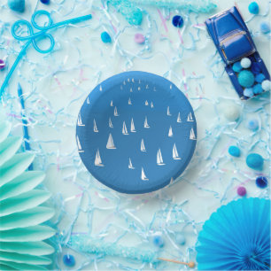 Sailing Boats in deep blue Sea - Regatta Sailboats Paper Plate