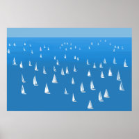 Sailing Boats in deep blue Sea - Regatta Sailboats