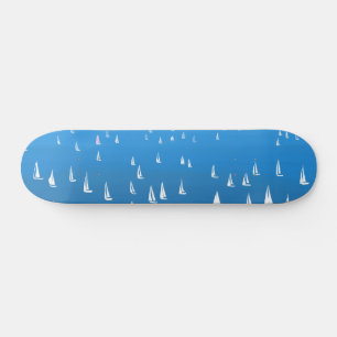 Sailing Boats in deep blue Sea - Regatta Sailboats Skateboard