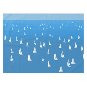 Sailing Boats in deep blue Sea - Regatta Sailboats Tablecloth