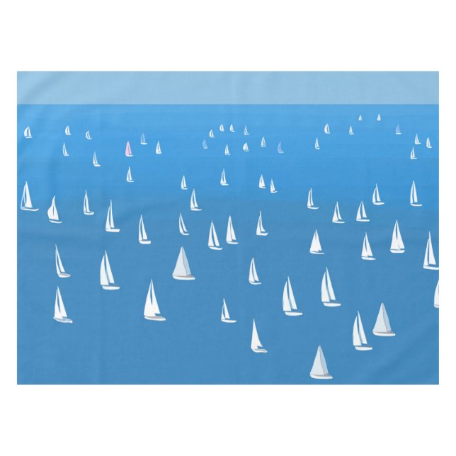 Sailing Boats in deep blue Sea - Regatta Sailboats Tablecloth (Front (Horizontal))