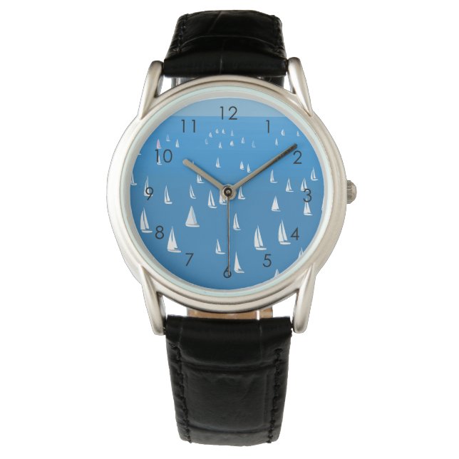 Sailing Boats in deep blue Sea - Regatta Sailboats Watch (Front)