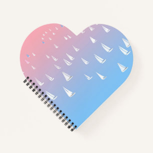 Sailing Boats on the Ocean Heart Notebook