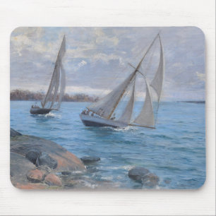 Sailing Boats on the River Mouse Mat