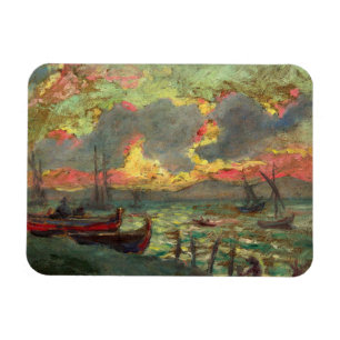 Sailing Boats on the Shore (by Kimon Loghi) Magnet