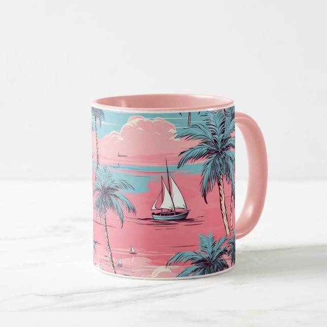 Sailing Boats & Palm Trees Mug (Front Right)