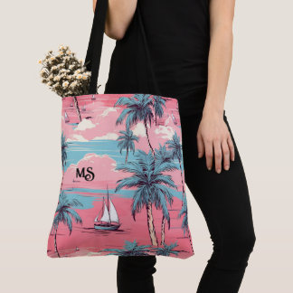 Sailing Boats & Palm Trees Tote Bag