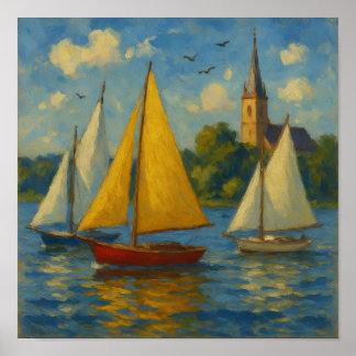Sailing boats Poster Print 